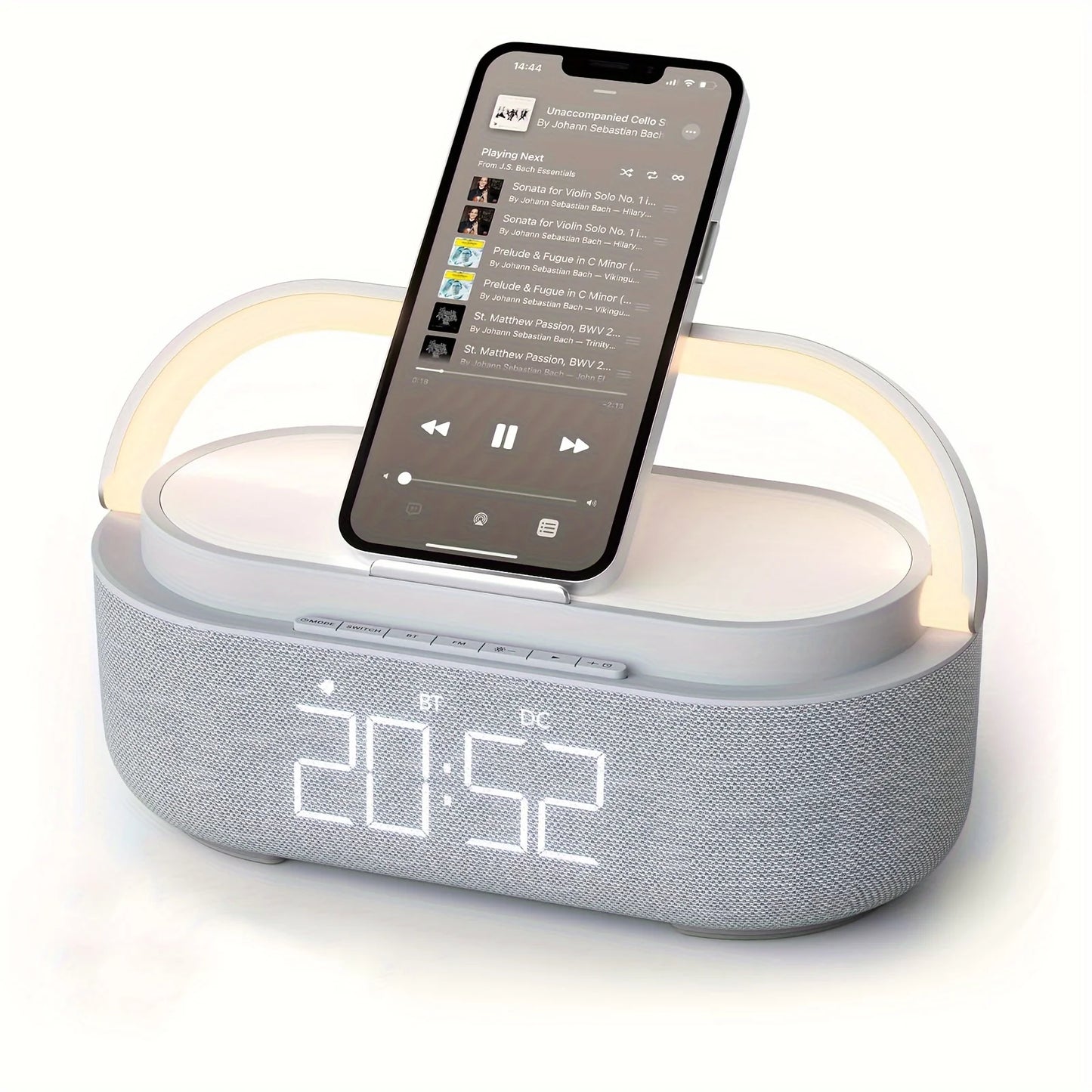 Smart Alarm Clock - Wireless Charger, Bluetooth Speaker, FM Radio & LED Night Light