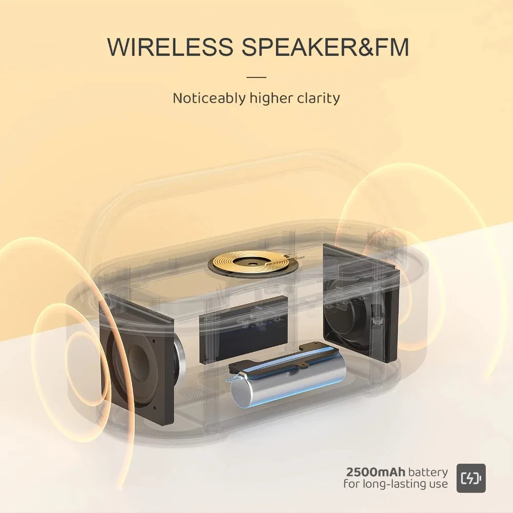 Smart Alarm Clock - Wireless Charger, Bluetooth Speaker, FM Radio & LED Night Light